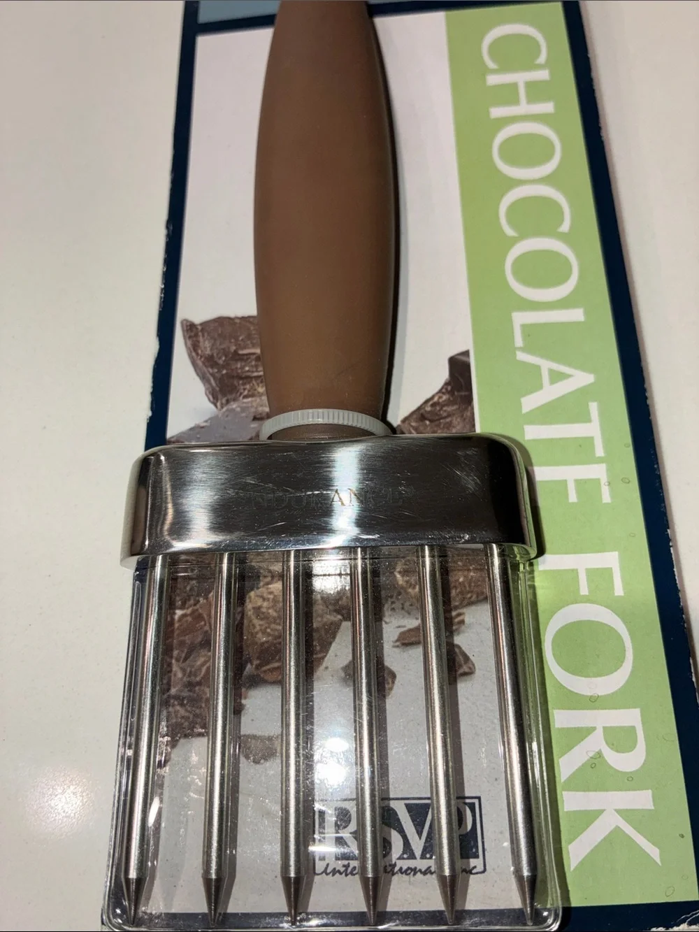 RSVP ENDURANCE PRO (NWT) Chocolate Fork - Brown Handle & 6 Stainless Steel Tines